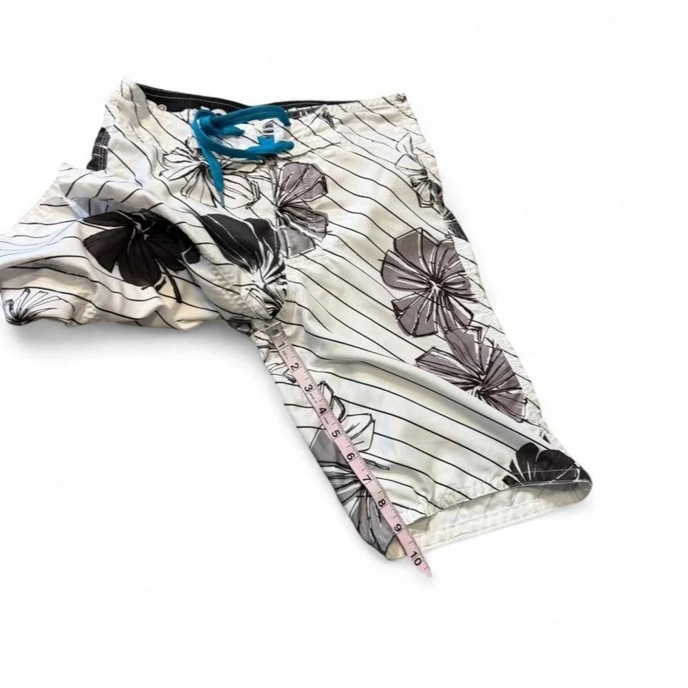 Vintage Joe Boxer Black‎ & White Floral Swim Trunks